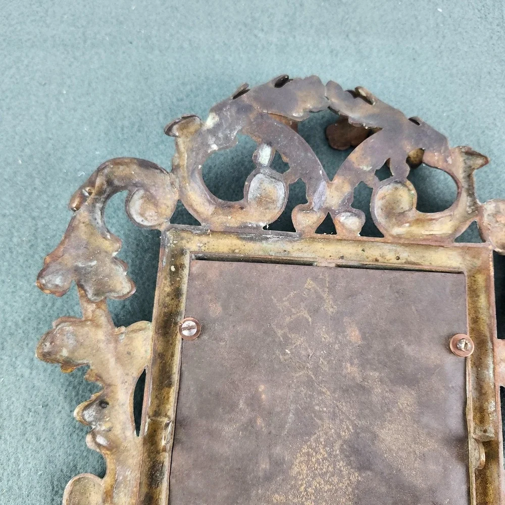 Sweet Antique Cast Gilded Brass Baroque Florentine Picture Photo Frame‎ Rococo